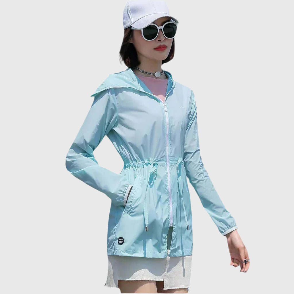 women's light blue UPF 50+ Trench Coat