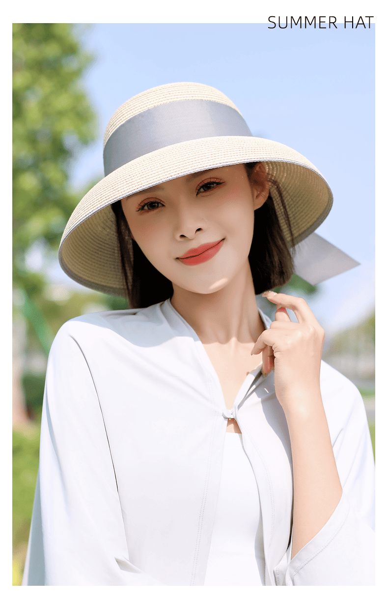 UPF 50+ bow Straw Hat