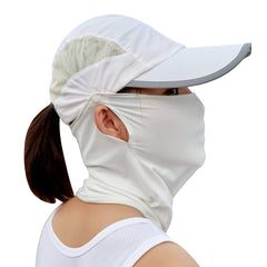 women's white  UPF 50+ Cap and Neck Gaiter anniou