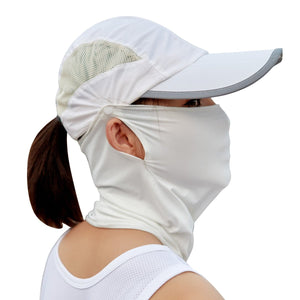 women's white  UPF 50+ Cap and Neck Gaiter anniou