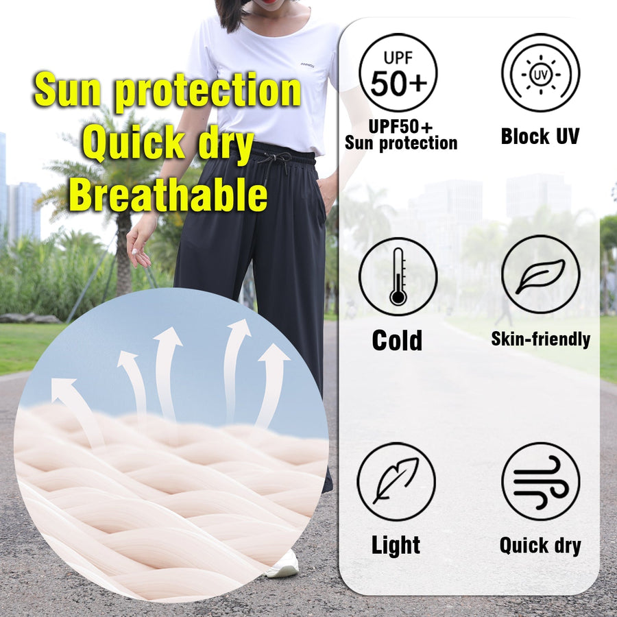 UPF50+ UV Protection Wide Leg Cropped Trousers - Sidiou Group