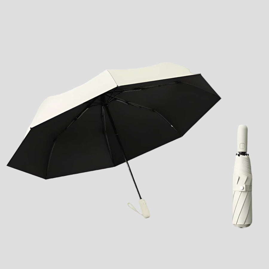 Sun Protective beige UV Automatic Umbrella UPF 50+ with push button