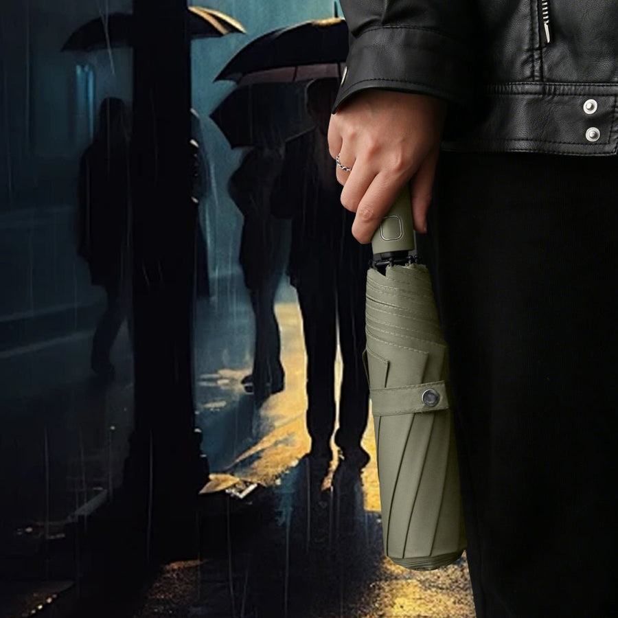 man holding a Sun Protective Automatic Umbrella UPF 50+ high quality