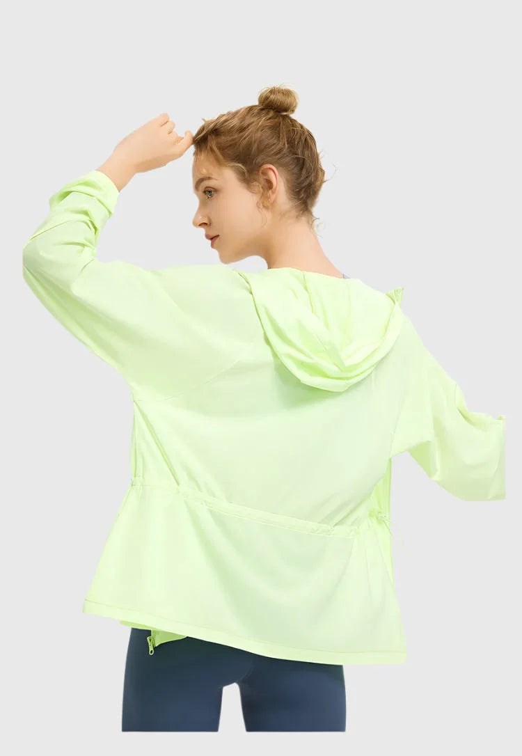 Women's Aurora Green UPF 40+ UV Sunscreen Jacket with hood