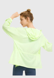 Women's Aurora Green UPF 40+ UV Sunscreen Jacket with hood