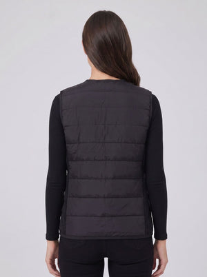 Women's black V Neck Heated Gilet back