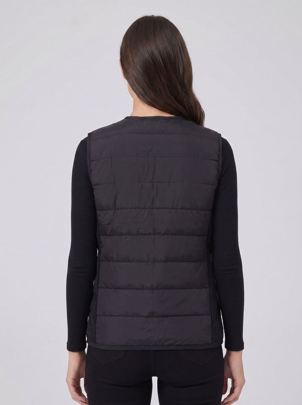Women's black V Neck Heated Gilet back