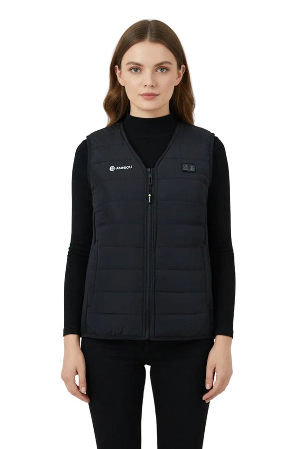 womens black v neck heated vest