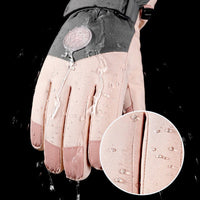 Pink gloves with water droplets on a black background