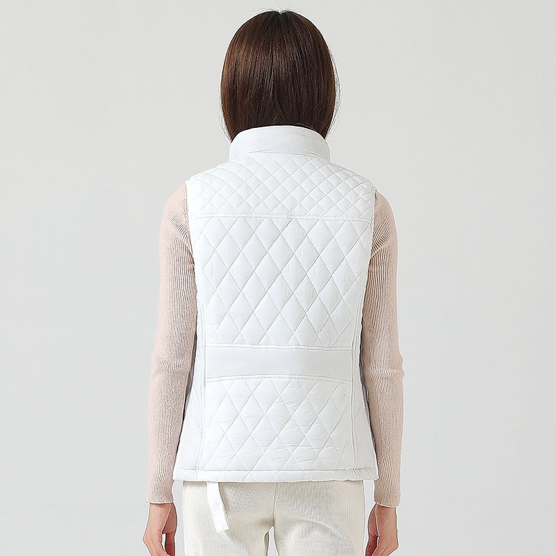 white Diamond Quilted Heated Vest from back