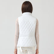 white Diamond Quilted Heated Vest from back