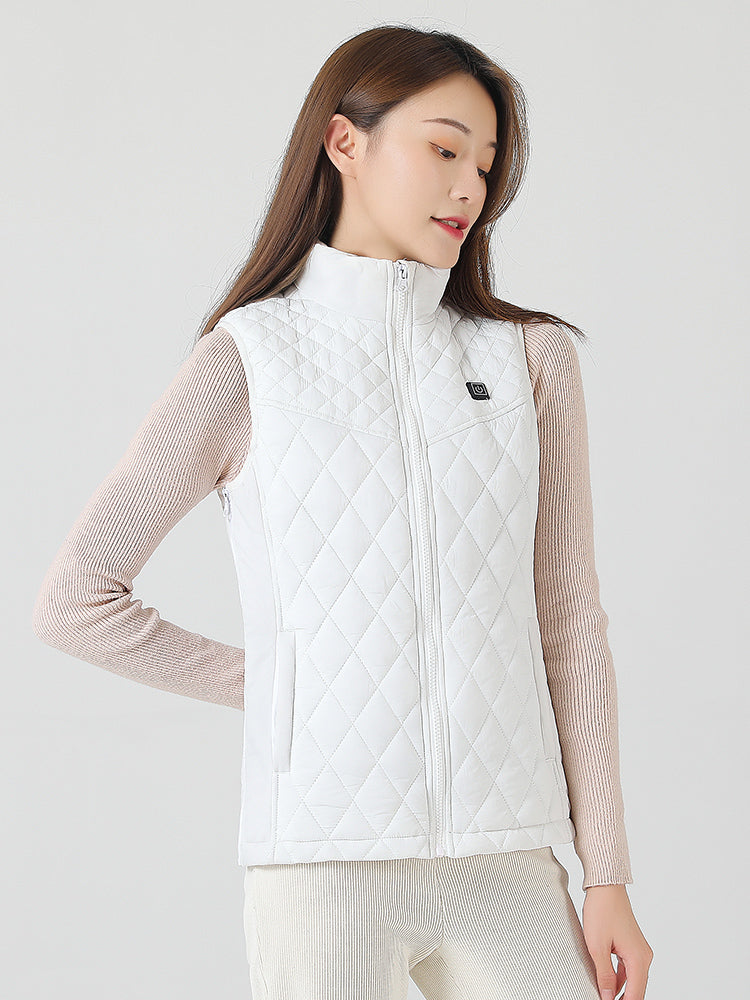 black Diamond Quilted Heated Vest zip up stand collar