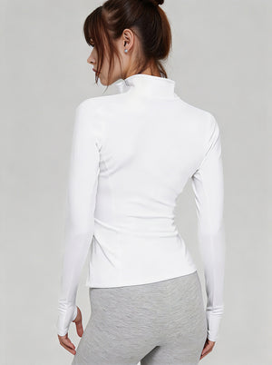#white Half Zip Quick Dry Pullover of back view