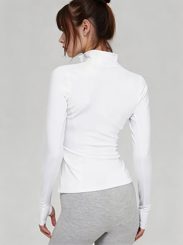 #white Half Zip Quick Dry Pullover of back view