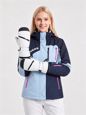 #white Insulated Winter Snowboard Mittens