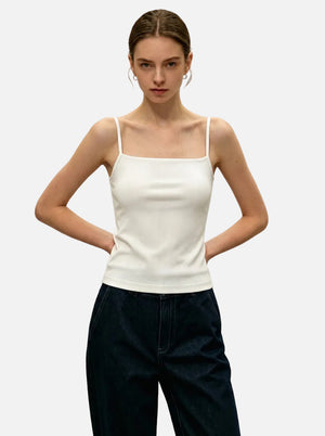 #white Mulberry Silk Cooling Camisole