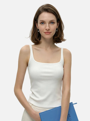 #white Mulberry Silk Padded Camisole