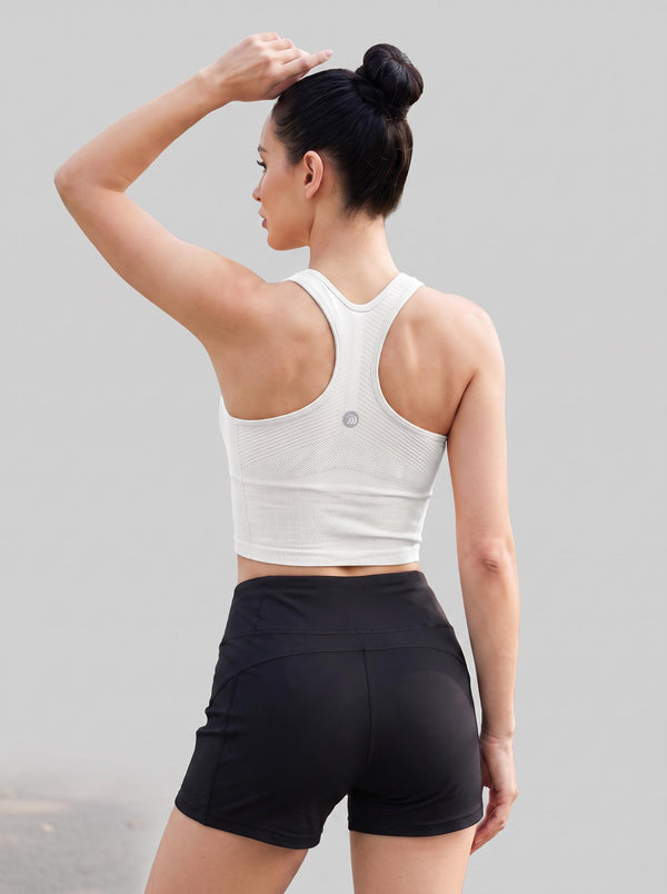 #white Rear of Women Seamless Tank Top