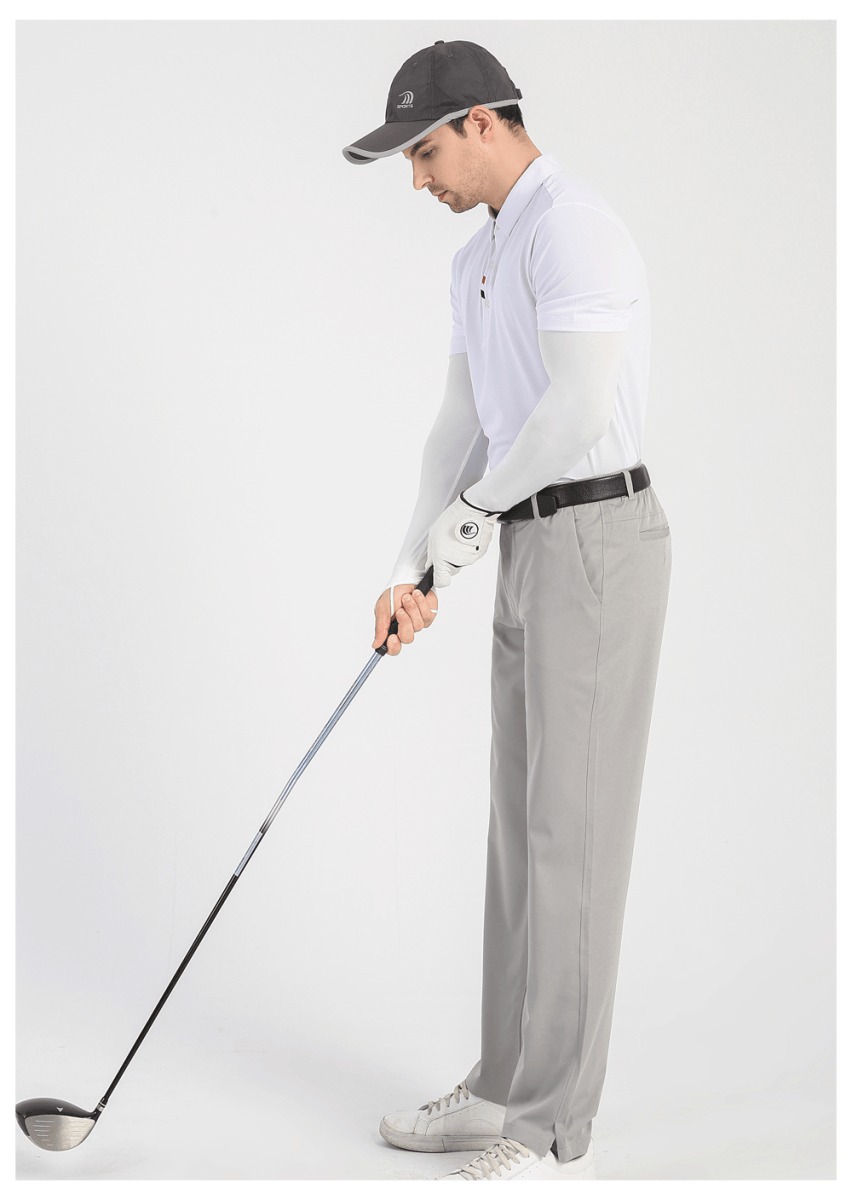 Man Wearing Sun Protection Golf Sleeves