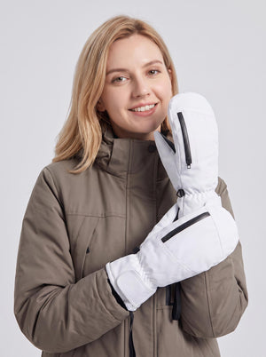 #white Thermal Snowboard Mittens
