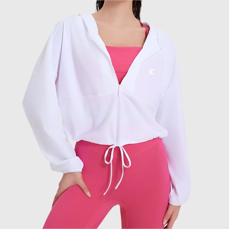 white UPF 50+ Cropped Hoodie