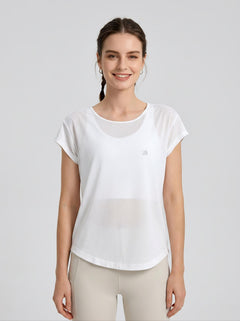 #white Women's Cooling Mesh T‑Shirt