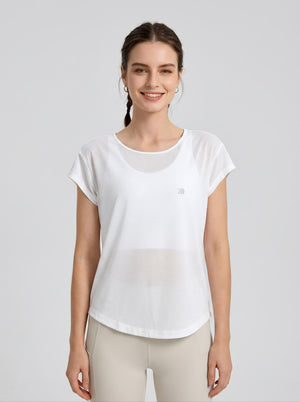 #white Women's Cooling Mesh T‑Shirt