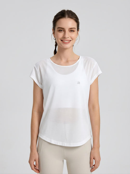 #white Women's Cooling Mesh T‑Shirt