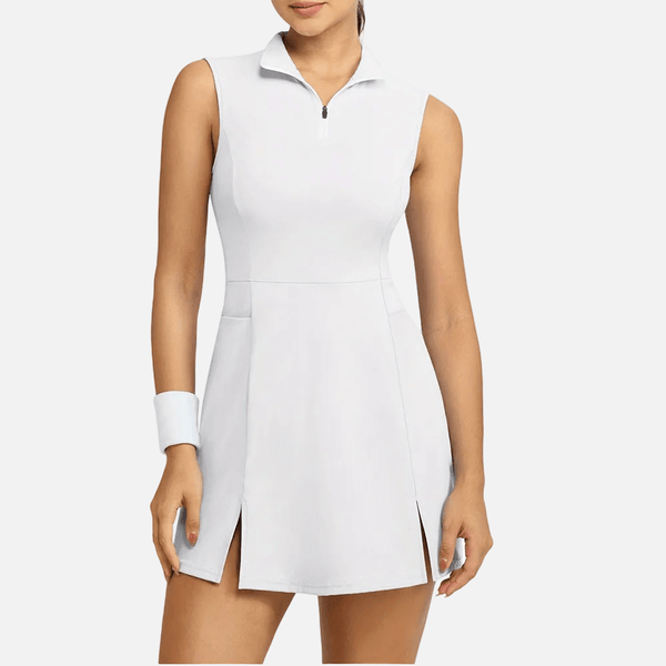 #white collared one piece tennis dress