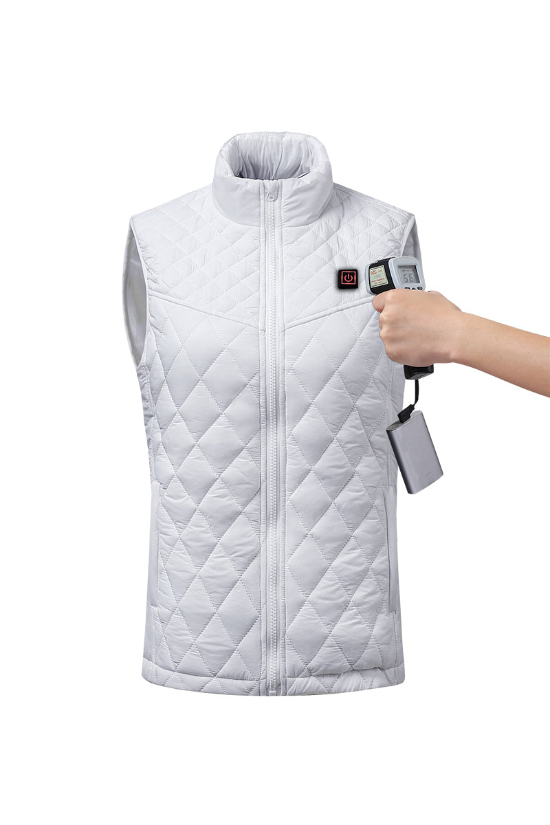 white Diamond Quilted Heated Vest test