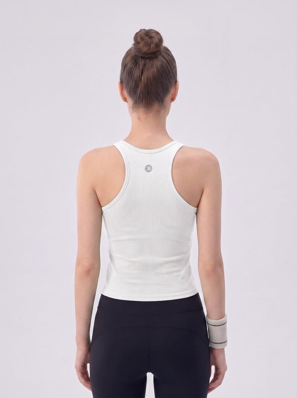 #white rear of Women’s U‑Neck Workout Tank Top
