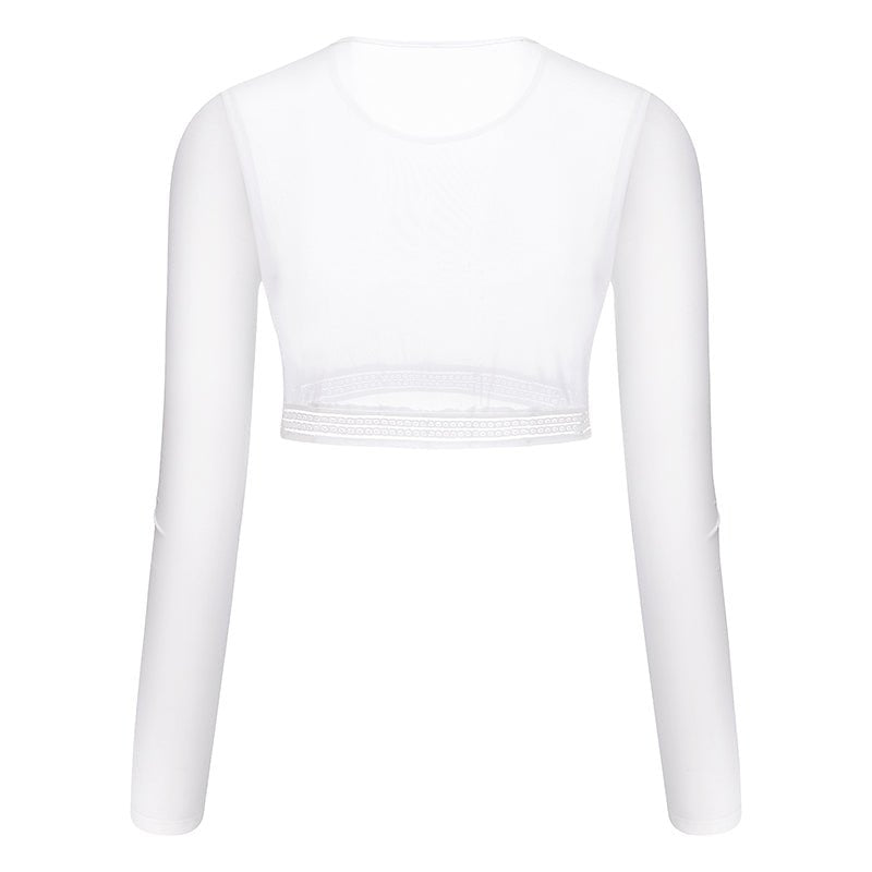 white upf50 golf mesh layering top of back view