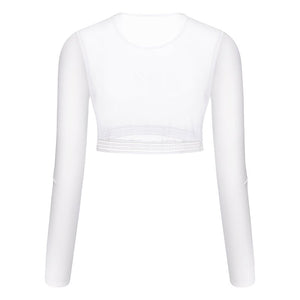 #white upf50 golf mesh layering top of back view