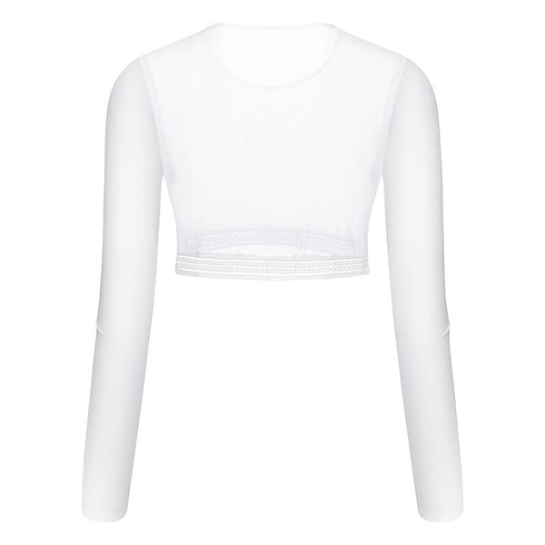 #white upf50 golf mesh layering top of back view