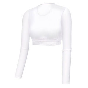 #white upf50 golf mesh layering top of side view
