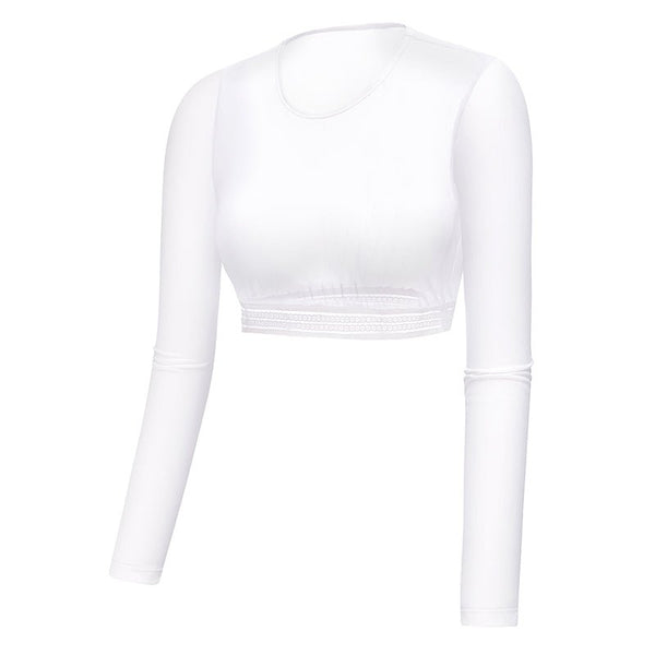 #white upf50 golf mesh layering top of side view