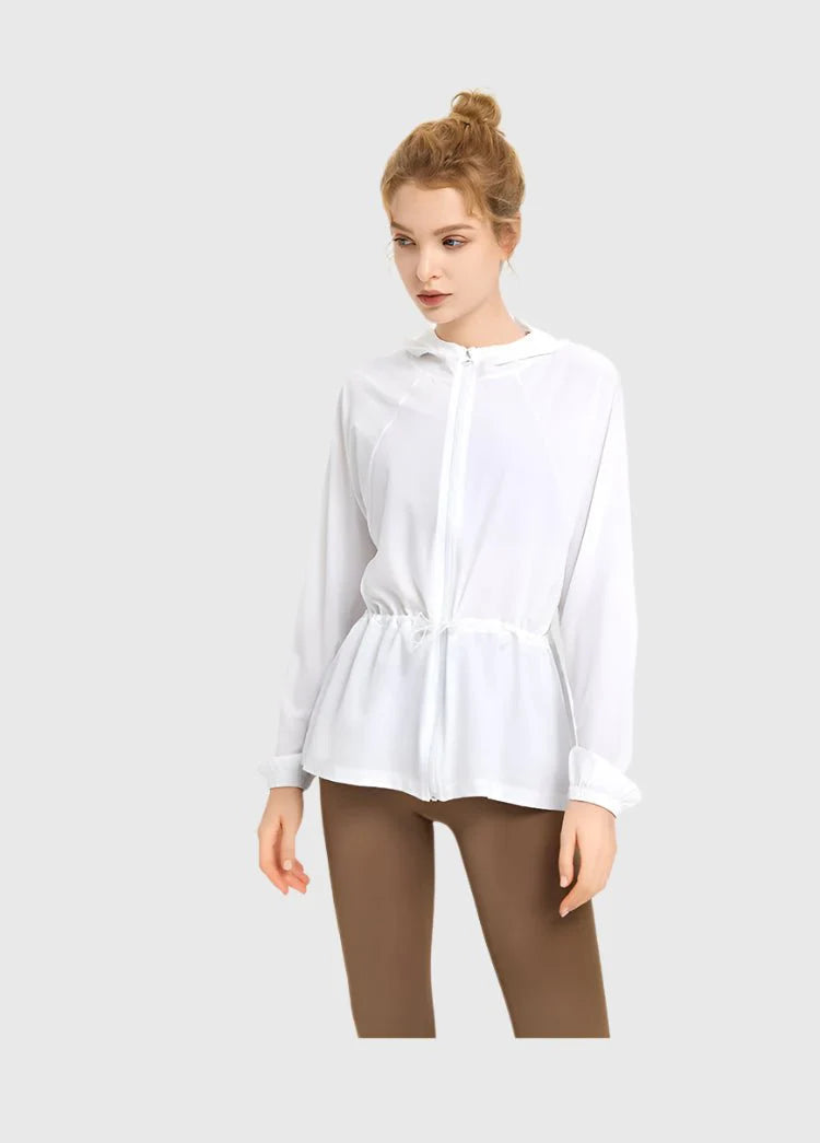white upf 40+ Sunscreen Jacket with long sleeves