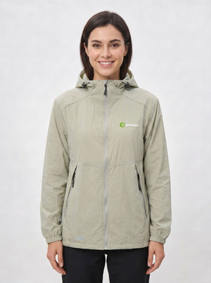 womens #lightgreen UV Protection Jacket with air vents to the necklin, Anniou logo and a zip up front
