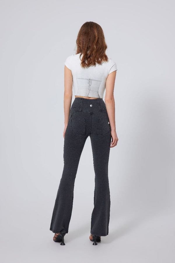 women's #gray butt lift High Waist Straight Flare Jeans 