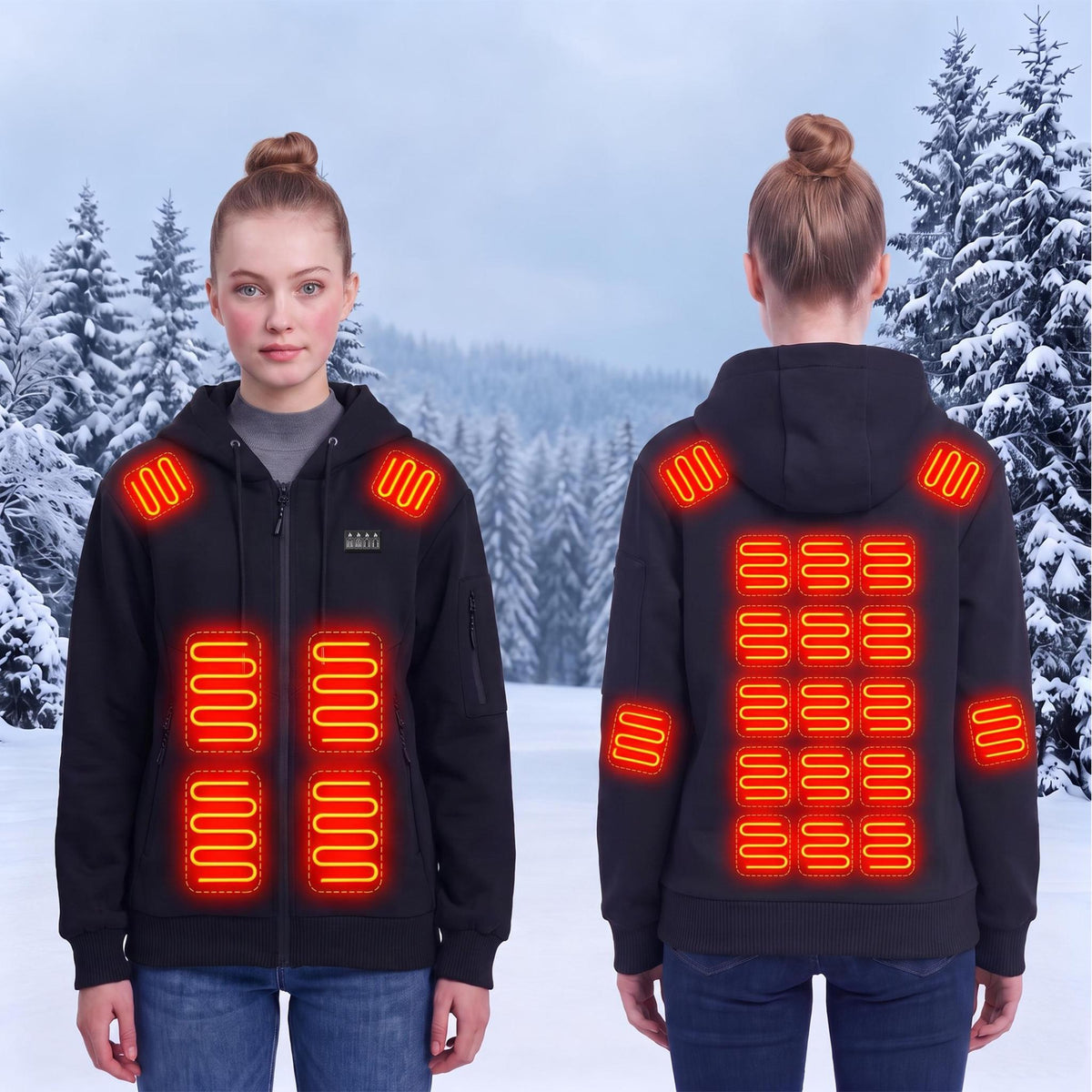 women outdoor thermal heated hoodie