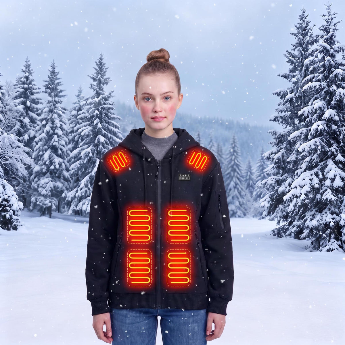women rechargeable heated zip up hoodie