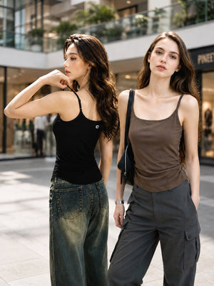 womens #Brown Tencel Linen Built In Bra Camisole