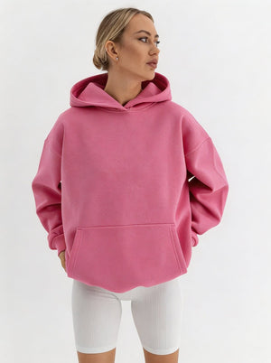 womens #Pink Oversized Pullover Hoodie
