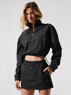 womens #black Cropped 1/4 Zip UV Protection Pullover