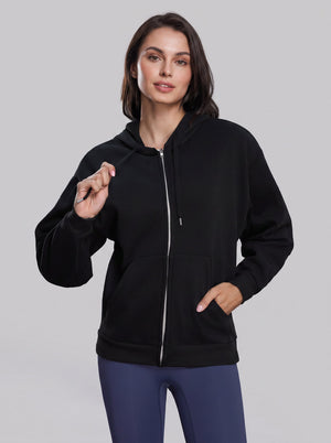 womens #black Fleece Lined Full Zip Hoodie