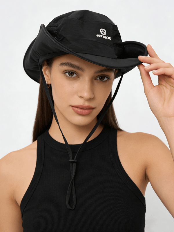 womens #black UPF50 Bucket Hat