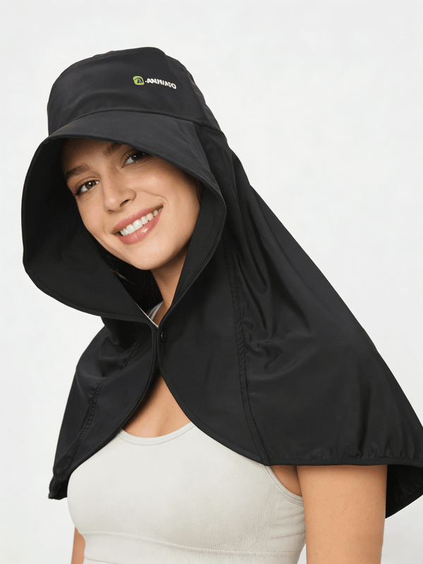 womens #black UPF50 Sun Hat with Neck Flap and Cape