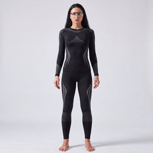 womens #blackgrey Ski Underwear Set