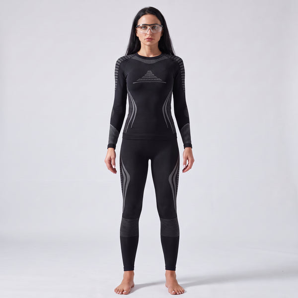 womens #blackgrey Ski Underwear Set