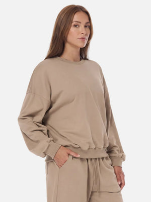 womens #camel Relaxed Fit Crewneck Sweatshirt